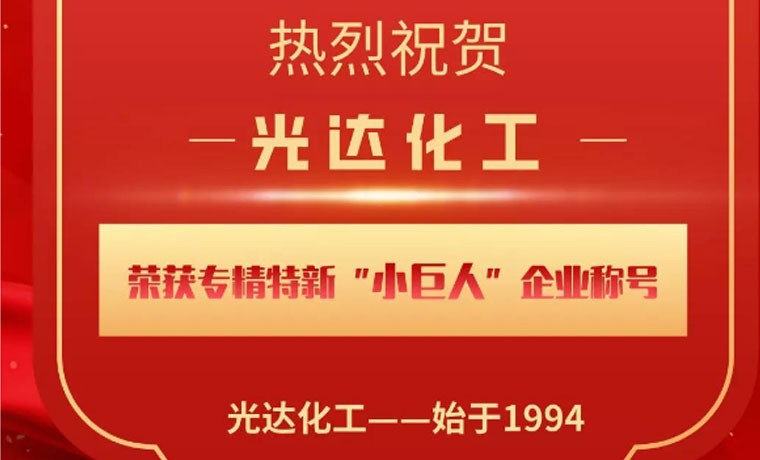 喜報！光達化工榮獲專精特新“小巨人”企業(yè)稱號！